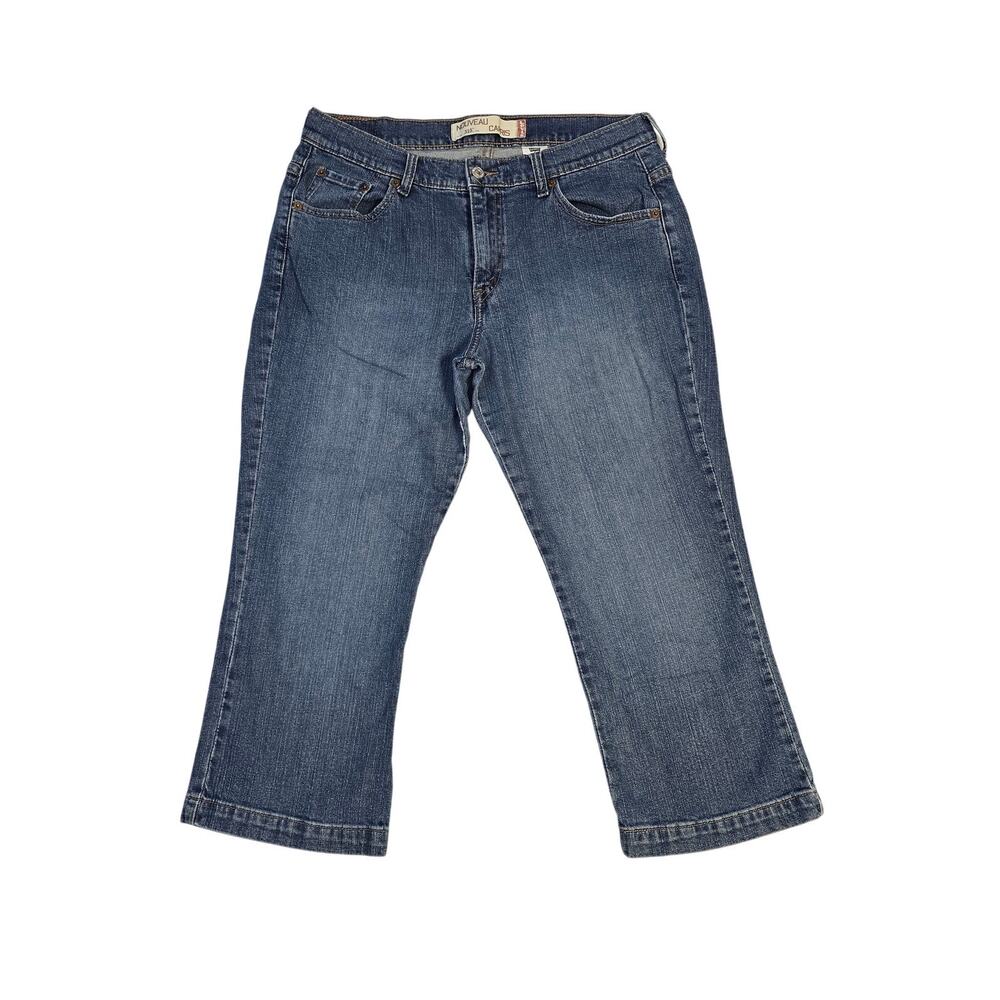 Levi’s Nouveau Capris Women 12 Blue Stretch Denim Cropped Flare Jeans Y2K